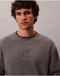 Calvin Klein Jeans - Embossed Monogram Logo Relaxed Sweater