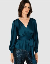 SACHA DRAKE - Satin Faux Wrap Top