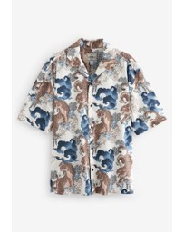 NEXT - Printed Short Sleeve Shirt With Cuban Collar