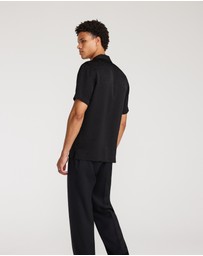 Calibre - Animal Jacquard Silk Short Sleeve Shirt Black