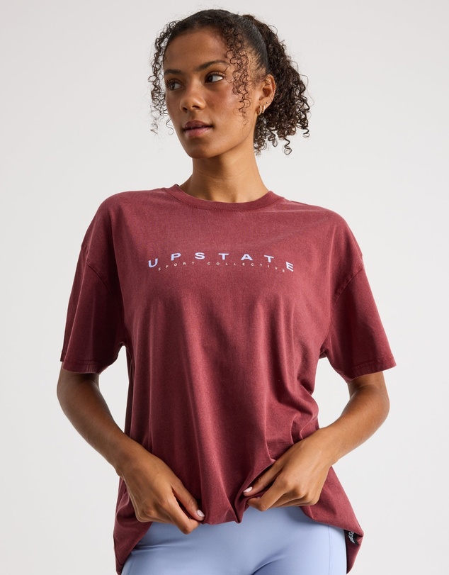 Upstate - Thrive Tee - Warm Cherry Snow Wash