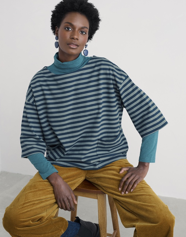 Seasalt - Seasalt Cornwall Navy Buryan Boat Neck Top