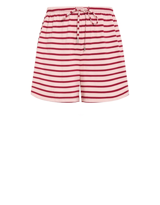 City Chic - Plus size Claire Stripe Cotton Short - blush