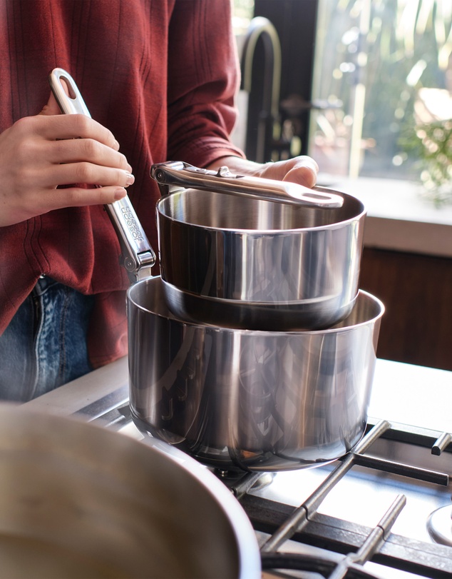 Joseph Joseph - Space Steel 6-piece Stainless-steel Cookware Set with Folding Handles