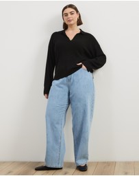 Atmos&Here Curvy - Nora Wide Barrel Leg Jeans