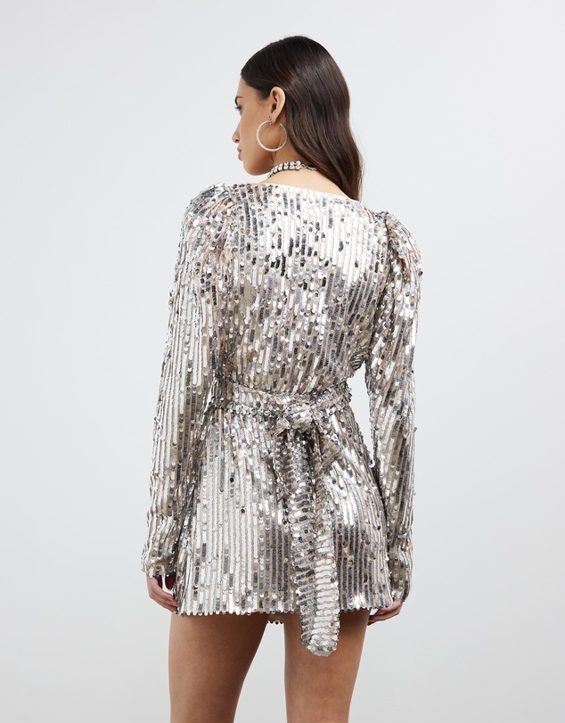 ROTATE - Sequin Mini Wrap Dress