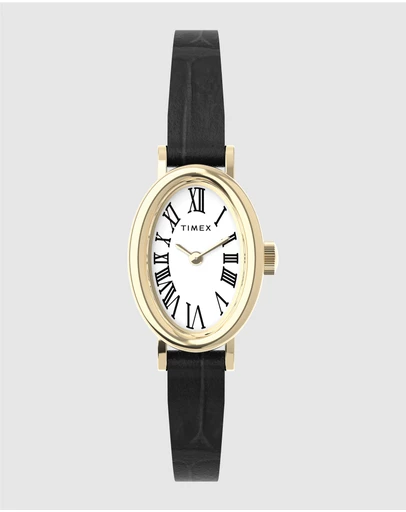 TIMEX - Women's Cavatina Gold-tone Case with Black Strap