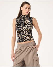 P.E Nation - Leopard Routine Quarter Zip Tank