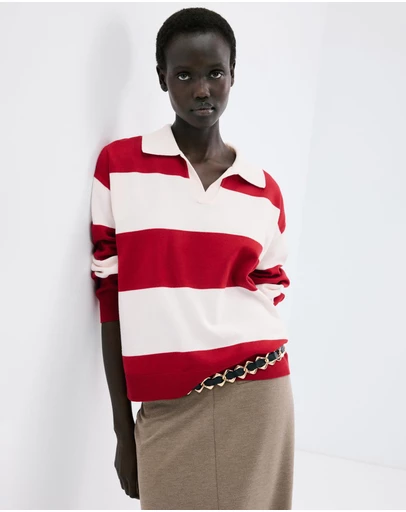 M.N.G - Striped Polo-Neck Sweater