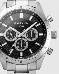 Maxum - Lansdowne Multifunction Chrono Silver Tone Case & Bracelet With Black Dial