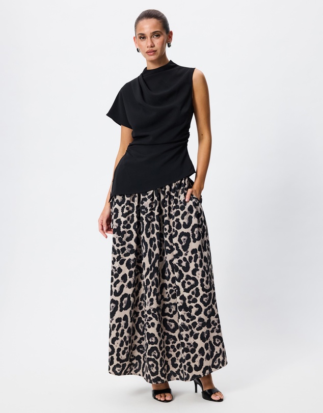 Tussah - Alice A-Line Leopard Print Maxi Skirt