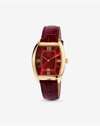 Michael Hill - Gold-Tone Lunar New Year Watch with Red Leather Strap