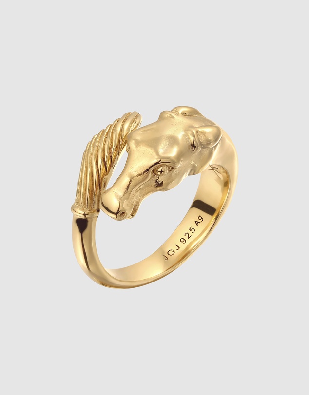 Kuzzoi - ICONIC EXCLUSIVE - Ring Male Horse 925 Sterling Silver Gold Plated