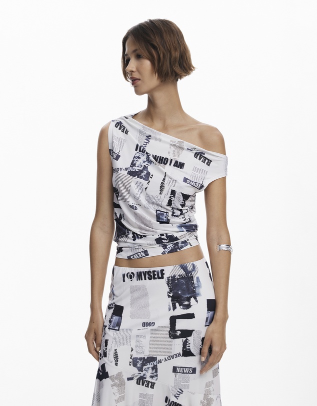 Desigual - Newspaper asymmetrical skirt