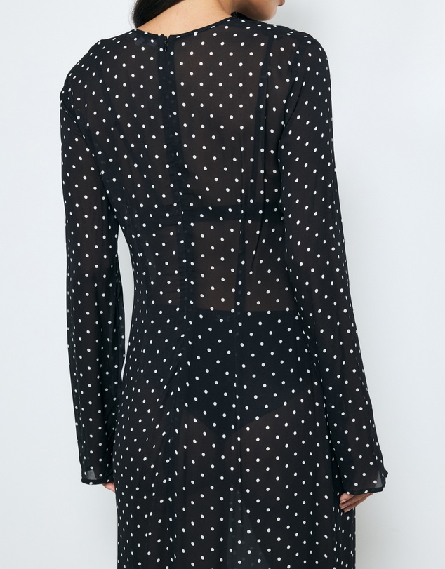 AERE - Cora Polka Dot Long Sleeve Dress