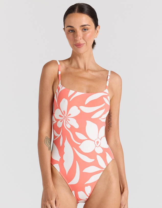 Poolside Paradiso - Mare Singlet One Piece Swimsuit - Tangelo