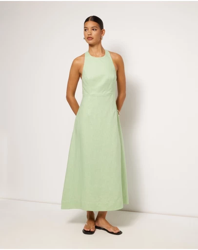 AERE - Waverly Halter Linen Midi Dress