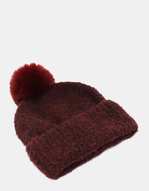 Morgan & Taylor - Elsie Boucle Beanie in Burgundy Red