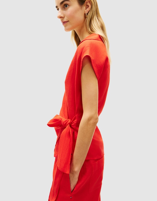 Tommy Hilfiger - Pure Linen Wrap Knot Sleeveless Blouse