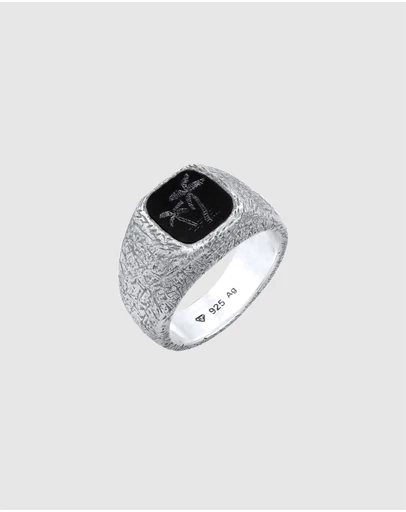 Haze & Glory - ICONIC EXCLUSIVE - Ring Men Signet Black Palm Onyx 925 Sterling Silver