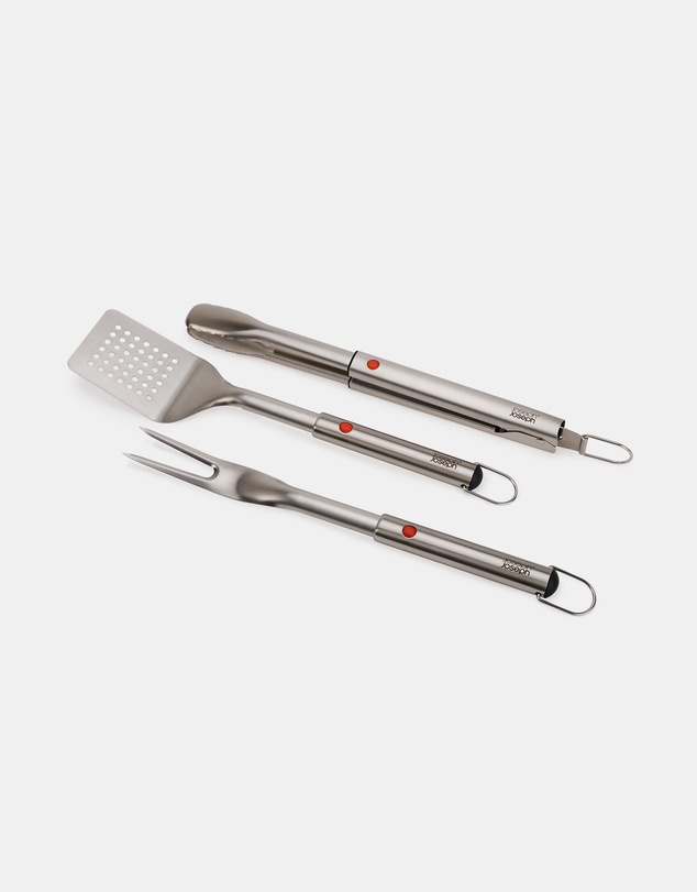Joseph Joseph - GrillOut™ 3-piece BBQ Turner, Tongs & Fork Set with Retractable Heads