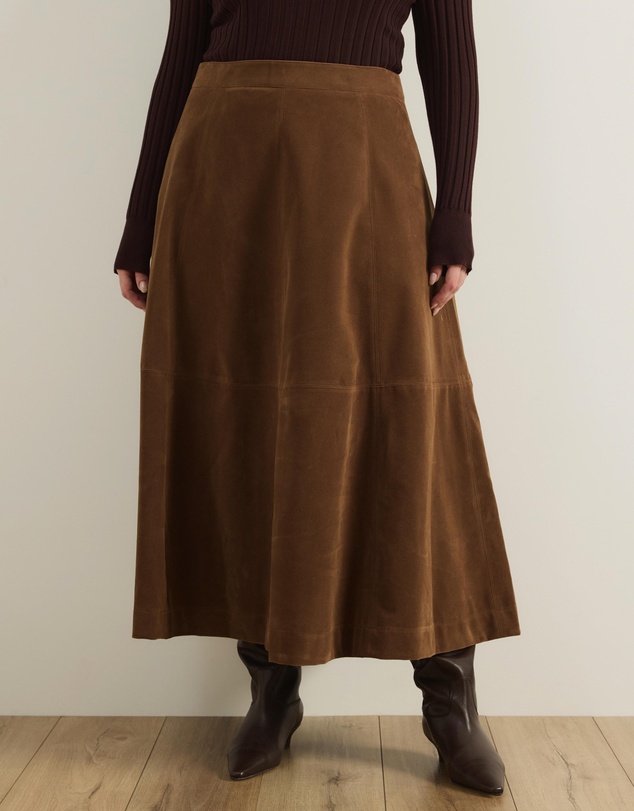 Atmos&Here Curvy - Frances Suede Flare Midi Skirt