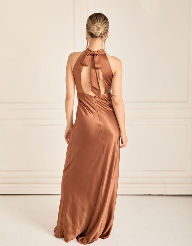 Six Stories - Halter Neck Satin Bridesmaid Dress