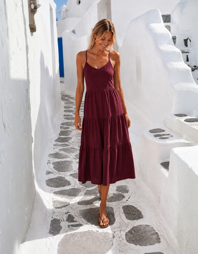 Esther & Co - Sonya Dress - Bordeaux
