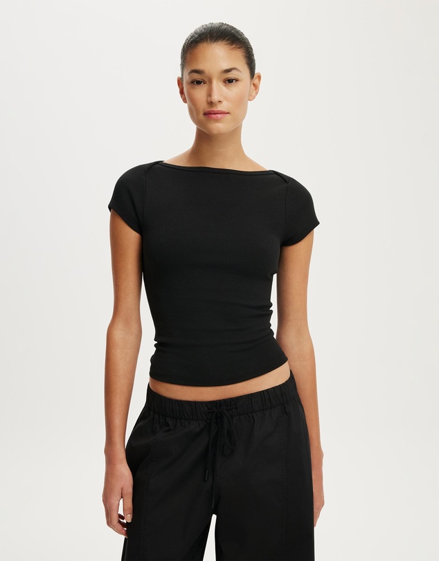 Cotton On - Boatneck Cap Sleeve Tee