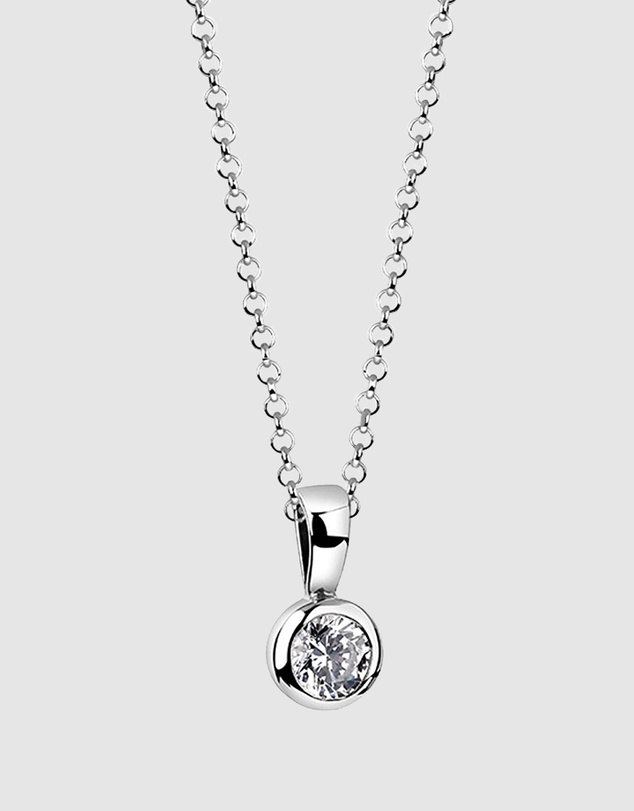Elli Jewelry - Necklace with pendant Circle Zirconia 925 Sterling Silver