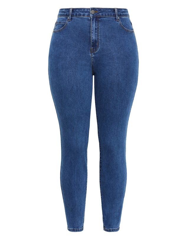 City Chic - Plus size Harley Fit Scarlet Skinny Leg Ankle Grazer Jean - mid wash