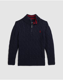 Polo Ralph Lauren - Cable-Knit Cotton Quarter-Zip Sweater - The Iconic Exclusive - Babies-Kids