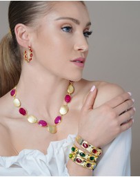 Meshca - Cosmos Raspberry Onyx Cuff