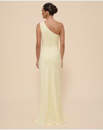 Revibe - Repaired CHANCERY Hallie Satin One Shoulder Drape Maxi Dress - AU 10