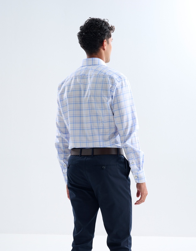 3 Wise Men - 3 Wise Men Library Blue Check Shirt