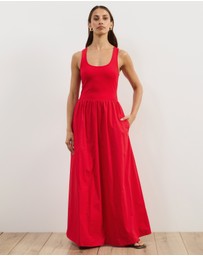 Atmos&Here - Bonnie Scoop Neck Contrast Midi Dress