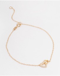 Lovisa - Gold Plated Sterling Silver Cubic Zirconia Heart Link Bracelet