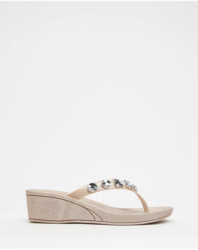 Holster - Neptune Jewelled Y-Strap Wedge - Champagne