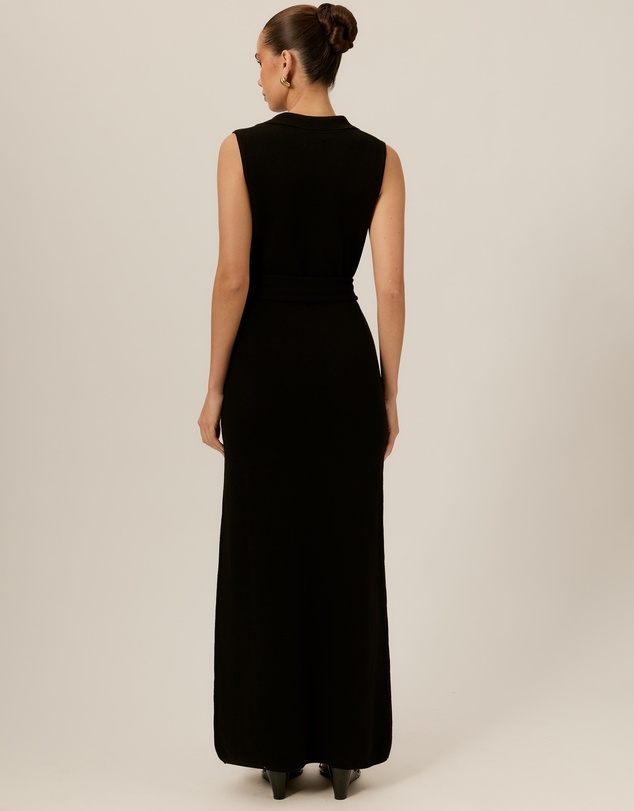 Tussah - Willa Collard Tie Waist Knitted Maxi Dress