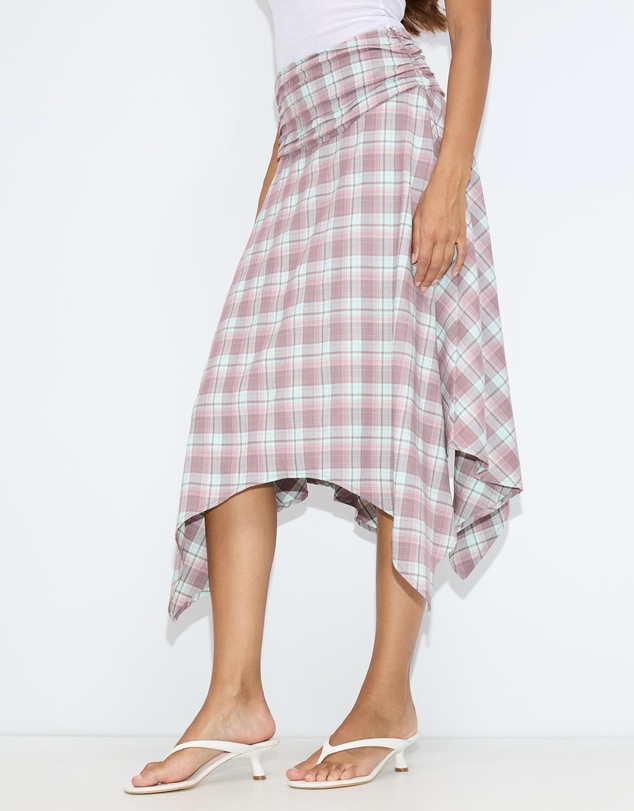 Dazie - Hamilton Hanky Hem Check Midi Skirt