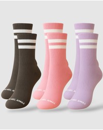High Heel Jungle - Varsity Pilates Yoga Grip Socks - 3 Pack