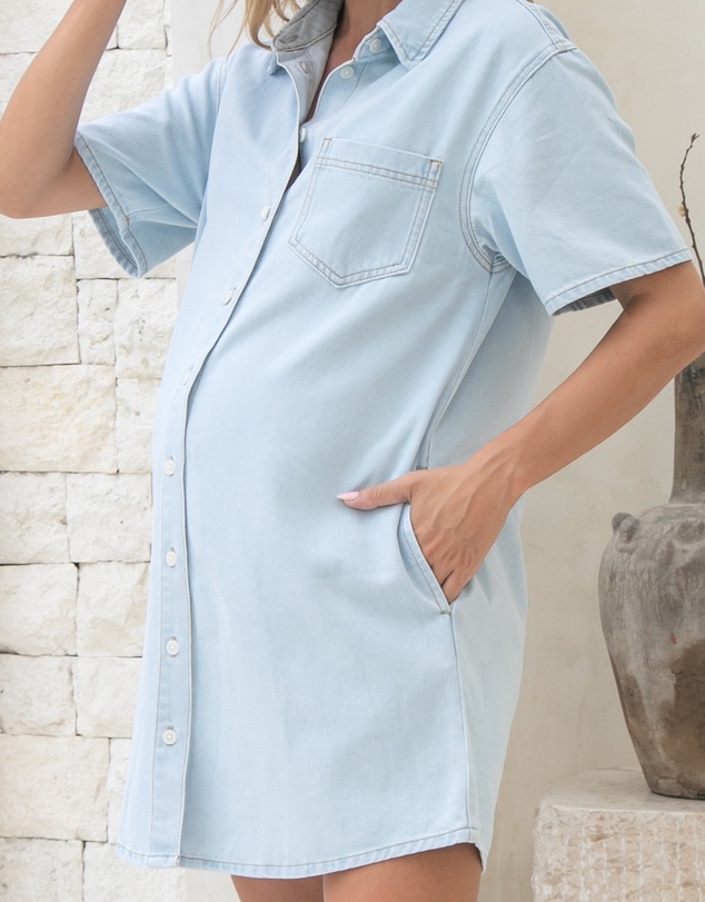 Soon Maternity - Luna Denim Shirt Dress