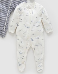 Purebaby - 2 Pack Zip Growsuit-Babies