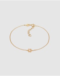 Elli Jewelry - Bracelet Flower Pendant Plain with Crystal in 925 Sterling Silver Gold Plated