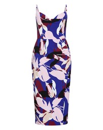 City Chic - Plus size Mariana Fern Print Midi Dress - cobalt blue