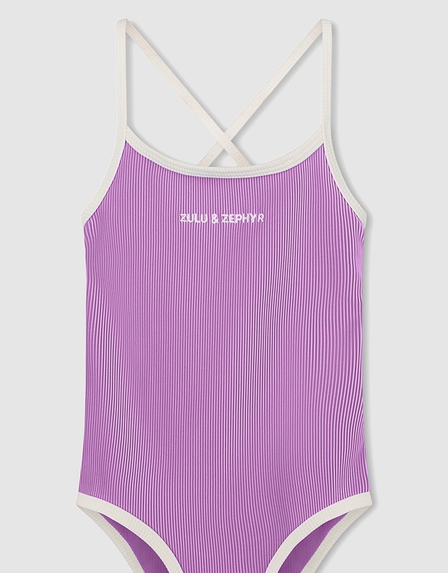 Zulu & Zephyr Mini - Mini Stripe Rib Logo One Piece - Babies-Teens