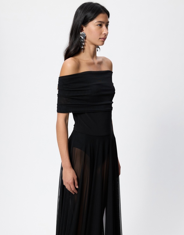 Norma Kamali - Sleeveless Cowl Neck Combo Flared Gown