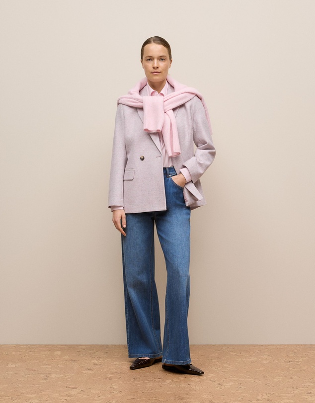 Trenery - Cotton Poplin Long Sleeve Shirt in Light Blush
