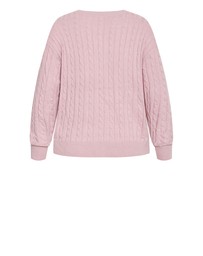 City Chic - Plus size Kenia Crew Neck Knit Jumper - pale pink