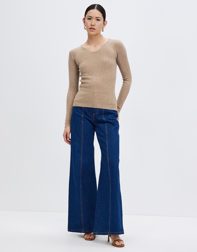 KAJA Clothing - V Chipo Jumper-Brown